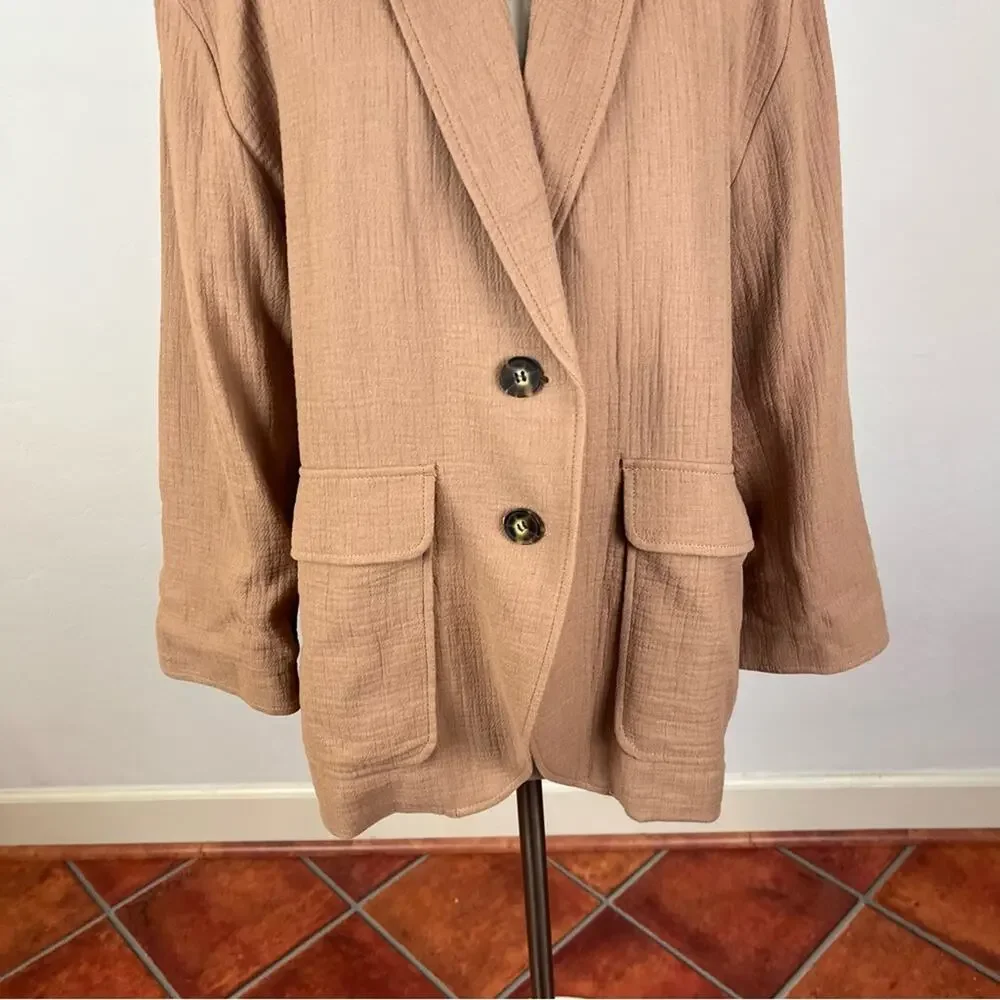 Madewell Cotton-Linen Relaxed Larsen Blazer in Faded Earth